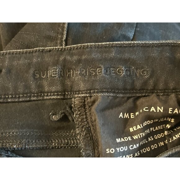 American Eagle Womens Super High Waisted Jeggings Washed Black Size 4P - Picture 6 of 6